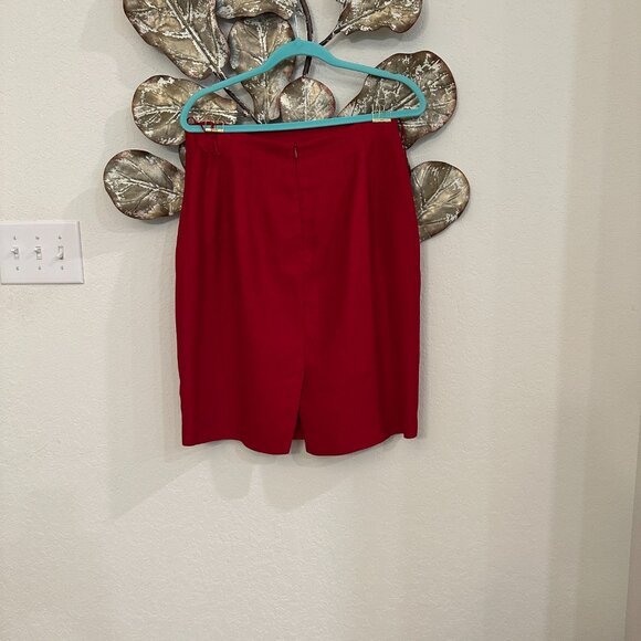 Amanda Smith Red Linen Blend Short Sleeve Blazer & Skirt Set - Picture 6 of 8